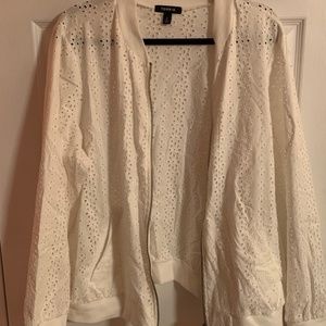 Torrid White Eyelet Bomber Jacket Size 2